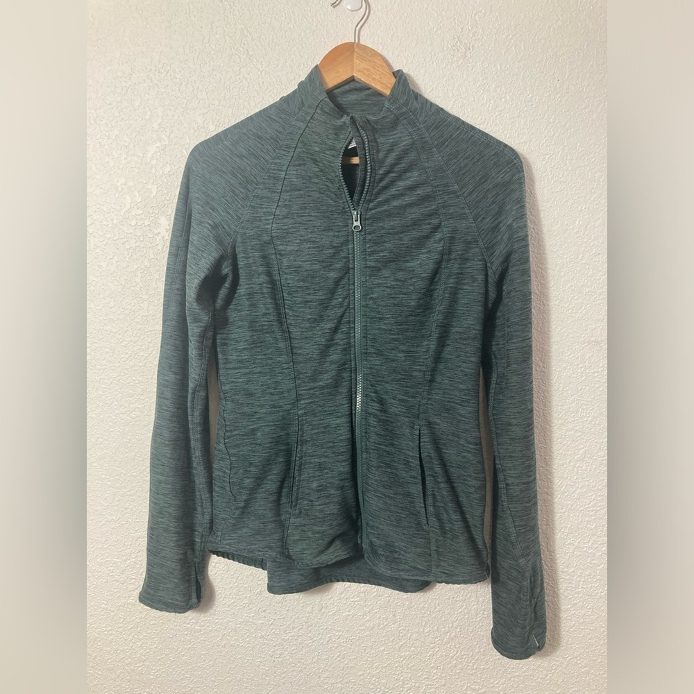 Yogalicious Lux green heather full zip hoodie Medium thumb holes